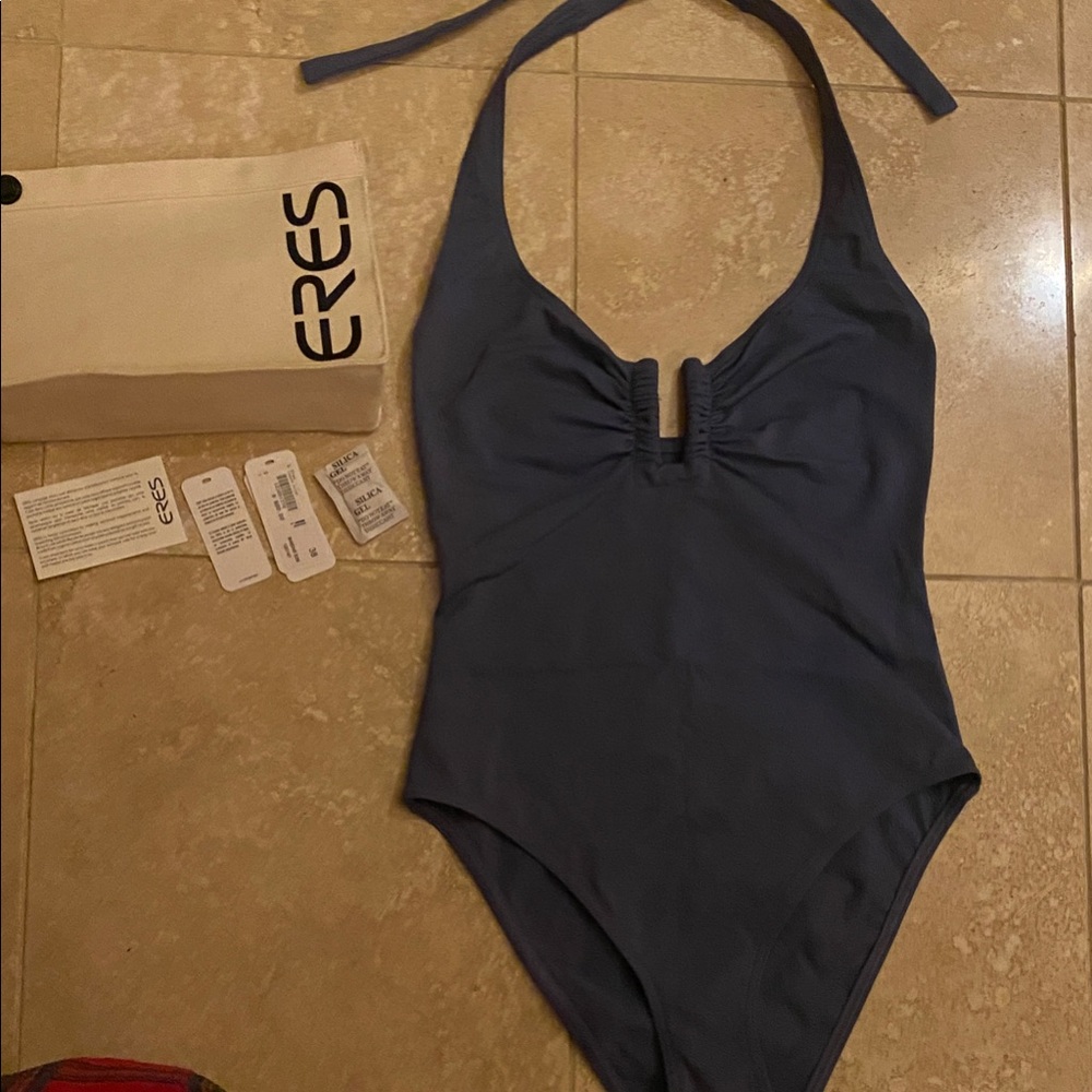 Eres Women's Halter One Piece Swimsuit in Periwinkle blue.